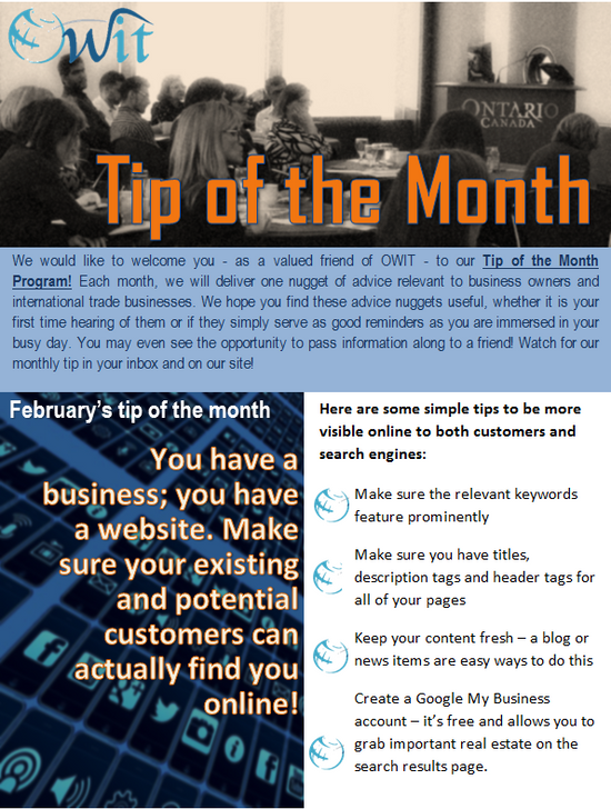 OWIT-Toronto's Tip of the Month - Created by Bloomtools